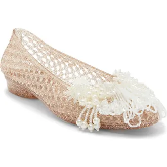 Jeffrey Campbell Wade-J Jelly Flat in Rosegold Natural Pearl at Nordstrom Rack, Size 10