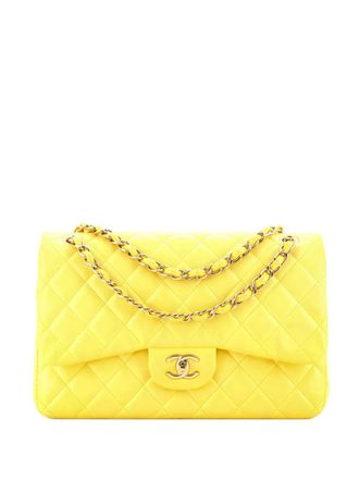Chanel Classic Double Flap Bag Quilted Lambskin Jumbo shoulder bag - Giallo
