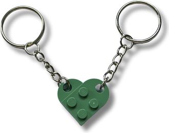 Generic Heart Keychain for Couples and Friends, Made with Building Blocks, Matching Couples Keyring/Keychain His and Hers Engagement Gifts for Anniversary Chr