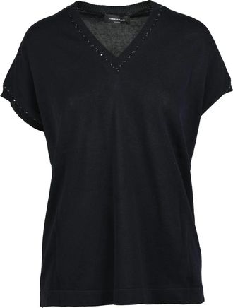 Fabiana Filippi Blue Short-Sleeve Cotton Knit Top