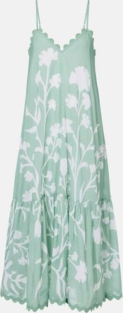 Juliet Dunn Floral scalloped cotton midi dress
