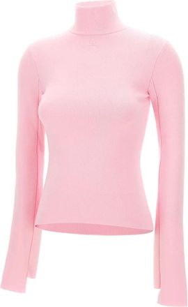 Courr&egrave;ges Interlock Mockneck Sweater - Dames - Coltruien - Roze - XS - Polyester - Truien & Vesten