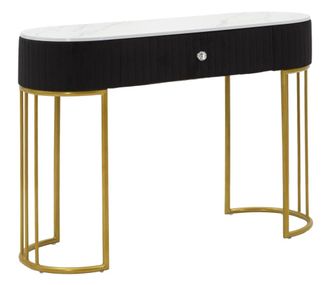 Mauro Ferretti Consola de tela negra,de madera blanca y de metal dorado 100x43x74 cm