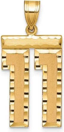 Diamond2Deal 14k Yellow Gold Large Brushed Diamond-cut Number Charm Pendant