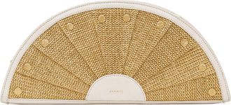 Hammitt Hammitt Shelley Clutch Calla Lily White Raffia Brushed Gold Hammered