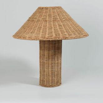 Maisons du monde L&aacute;mpara exterior inal&aacute;mbrica y recargable de rat&aacute;n