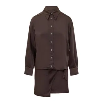 Pinko Pinko, Kleedjes, Dames, Bruin, S, Asfodelo Abito Twill