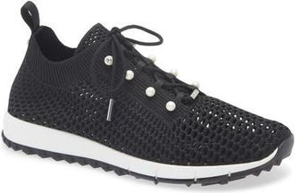 Jimmy Choo London Veles Faux Pearl Knit Sneaker in Black Mix at Nordstrom, Size 7.5Us