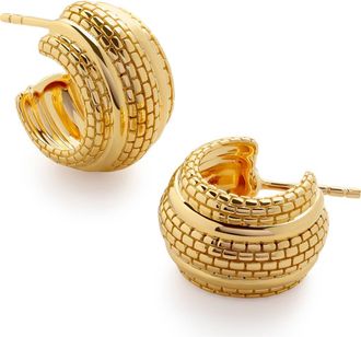 Monica Vinader Heirloom Chunky Huggie Hoop Earrings in 18Ct Gold Vermeil at Nordstrom