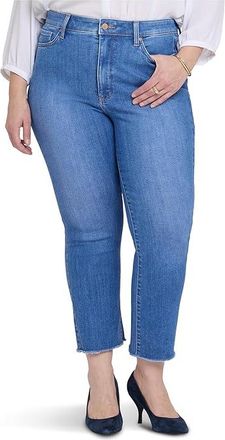 NYDJ Billie Mini Bootcut Fray Hem Ankle Jeans Womens Clothing Blue Paradise : 16W 27, Cotton/Denim/Elastane