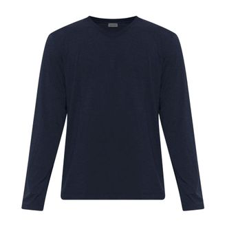 Hanro Tops, Heren, Blauw, S, Casuals V-Neck Long-Sleeve Shirt