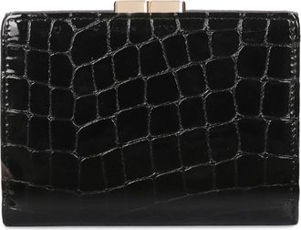 Kazar Kleine zwarte portemonnee van gepatenteerd reli&euml;fleer - Dames - Portefeuilles - Zwart - ONE Size - Leer - Accessoires