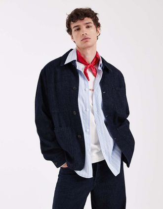 Selected Giacca di jeans lavaggio scuro-Blu