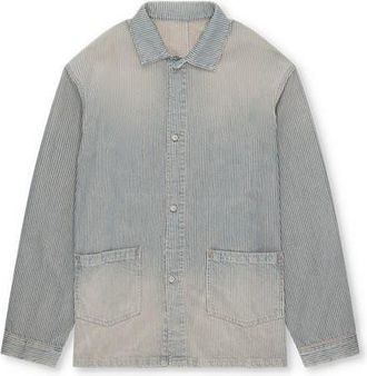 Fortela Underminer Pinstripe Denim Jacket in Bleach Wash at Nordstrom, Size 46 Eu