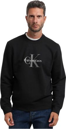 Calvin Klein Cotton Terry Monogram Sweatshirt - Heren - Sweatshirts - Zwart - M - Katoen - Hoodies & sweatvesten