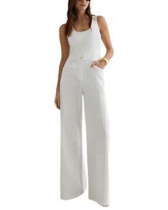 Reiss Rose Wide Leg Racer Back Denim Jumpsuit