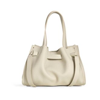 PLINIO VISONA Queen Vittoria Schoudertas - Dames - Tassen - Beige - Maat: ONE Size Leer