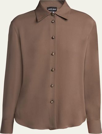 Giorgio Armani Pearly Buttoned Silk Georgette Shirt