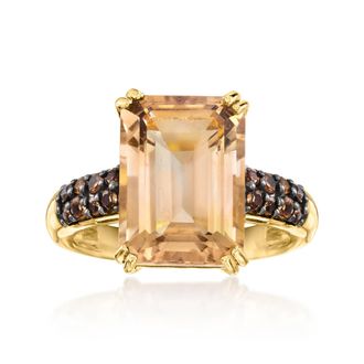 Ross-Simons Smoky Quartz Ring in 18kt Gold Over Sterling