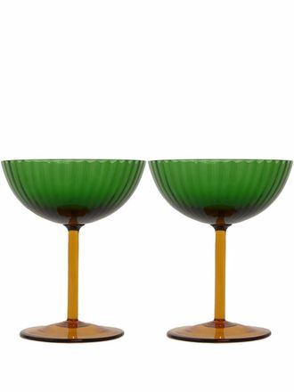 La DoubleJ Set di due bicchieri Champagne Coupe - Verde