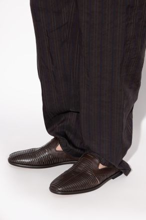 Ferragamo Leather Slides Texas, Mens, Brown