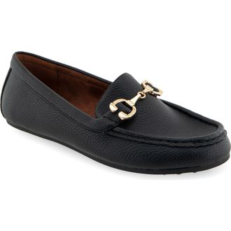 Aerosoles Dallas Bit Loafer - Wide Width Available in Black Pebbled Faux Leather at Nordstrom Rack, Size 5.5