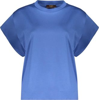 Moorer Katoenen T-shirt - Dames - T-shirts - Blauw - S - Katoen - Tops
