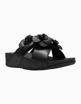 FitFlop Womens Fitflop Lulu Flower Polyurethane Womens Black Sandals - Size: 4