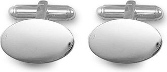 Jewelco London Sterling Silver Oval Pill T-shape Cufflinks 12mm x 20mm - ACL001