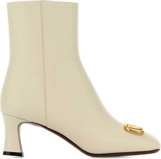 Valentino Garavani Ivory Leather V Logo Signature Ankle Boots