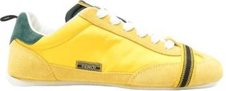 Fendi Schoenen, Dames, Geel, 37 1/2 EU, Leer, Suede-Trim Panelled Sneakers