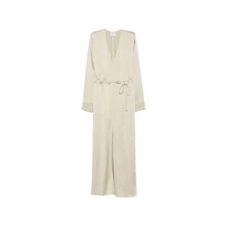 Forte_Forte Belted Satin-finish Maxi Dress