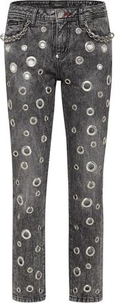Philipp Plein Boyfriend Metal Rings - Dames - Cropped Jeans - Grijs - W25 - Katoen - Jeans