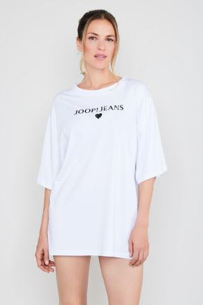 Joop T-Shirt JOOP JEANS After Dark (JOOP Jeans), Damen, Gr. M, weiss (wei&szlig;), Single Jersey, Obermaterial: 95% Baumwolle, 5% Elasthan, bequem h&uuml;ftbedeckend,