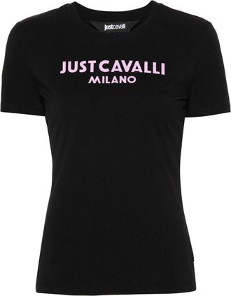 Just Cavalli logo-print cotton T-shirt - women - Elastane/Cotton - M - Black