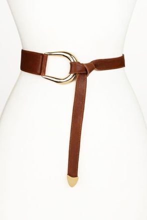 Raina Sheila Knot Leather Belt in Cognac at Nordstrom, Size Small