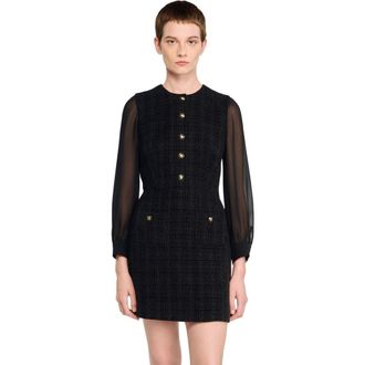 Sandro Long-sleeved short dress in Black at Nordstrom, Size 34 Eu