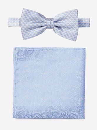 Monti Fliege MONTI, Herren, blau (hellblau paisley), Seide, gemustert, Fliegen Fliege, imit farblich passendem Einstecktuch