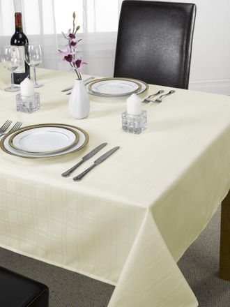 Emma Barclay Chequers - Jacquard Table Cloth in Cream - 70x108 (178x274cm) - Emma Barclay | TJ Hughes