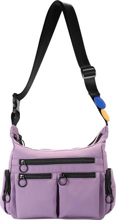 Generic Cymwer Nylon Multi-pocket Shoulder Bags Large Crossbody Bag for Women Men Daily(Purple) (Purple)