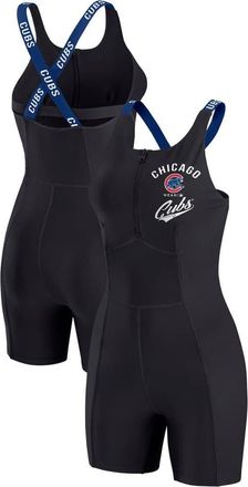 WEAR by Erin Andrews Womens WEAR by Erin Andrews Black Chicago Cubs Bodycon Quarter-Zip Romper at Nordstrom, Size X-Large