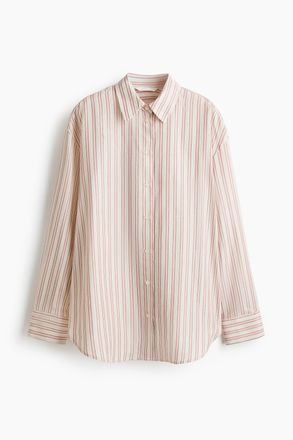 H&M Oversized Bluse aus Lyocellmix - Hellrosa/Gestreift