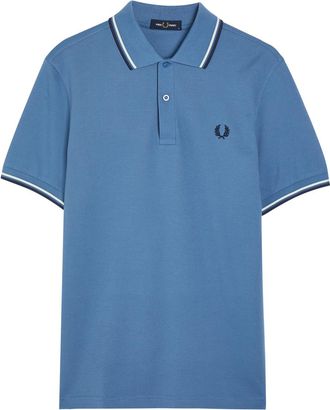Fred Perry Twin Tipped Logo Piqu&eacute; Cotton Polo Shirt - Blue - Xxl