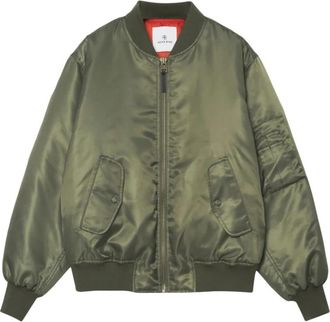 Anine Bing Groene Satijnen Bomberjack - Dames - Bomber jackets - Groen - S - Satijn - Jassen