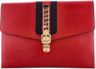 Gucci Sylvie Leather Maxi clutch bag - Rood