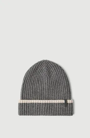 Brunello Cucinelli Cashmere English rib knit beanie with monili in Lead at Nordstrom, Size X-Small