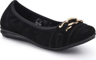 Jones Bootmaker Womens Yvette Leather Wide-Fit Ballet Pumps - Black - Size UK 3