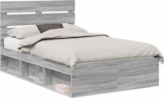 vidaXL Bed Frame Grey Sonoma 135 x 190 cm Solid Pine Wood vidaXL