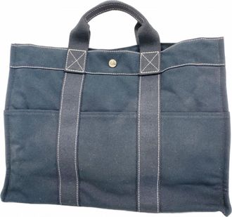 Herm&egrave;s Black Canvas Tote Bag (Pre-Owned)