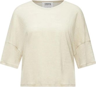 Drykorn Linnen T-shirt in Modderkleur - Dames - T-shirts - Beige - M - Linnen - Tops